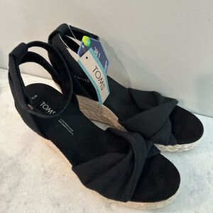 TOMS Marisela Women's Black Espadrille Sandals 7.5 New With Tags